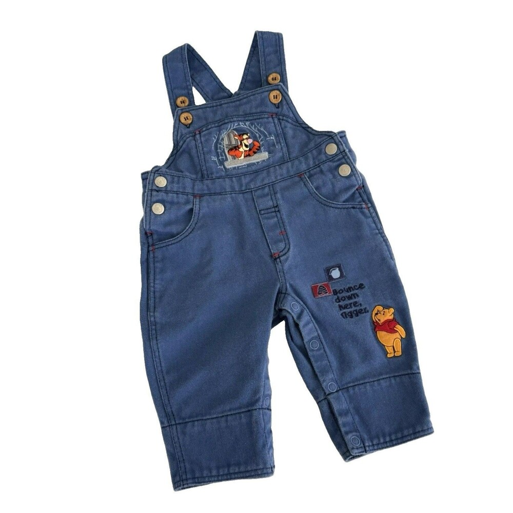 Vtg Winnie the Pooh 100 Acre Wood Collection 3M-6M Overalls Embroidered Tigger